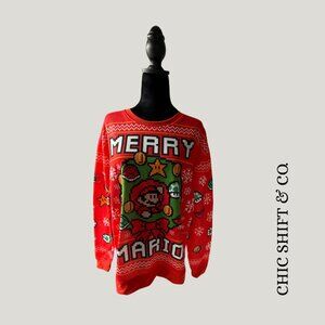 Thinkgeek Nintendo Mario Bros. Christmas Sweatshirt - Size XL